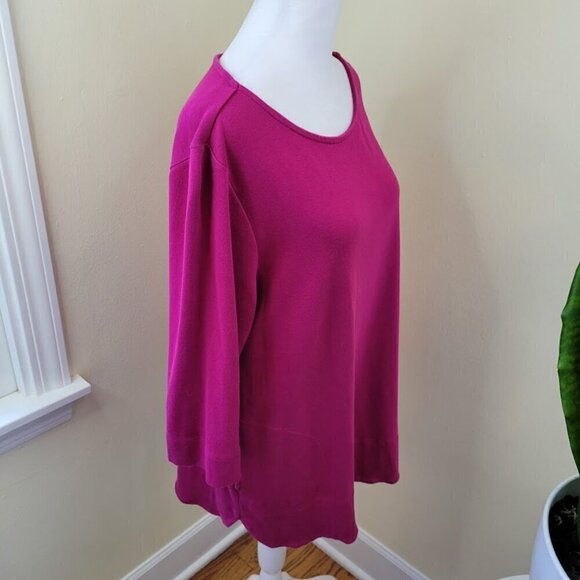 Chico's The Ultimate Tee SZ L Tunic Supima Cotton Long Sleeve Pocket Top Pink - Picture 7 of 13